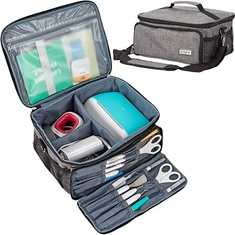 HOMEST Carrying Case for Cricut Joy & Easy Press Mini, Portable Tote Organizer, Grey