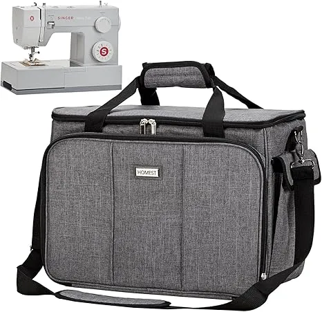 HOMEST Sewing Machine Carrying Case with Multiple Storage Pockets, Grey