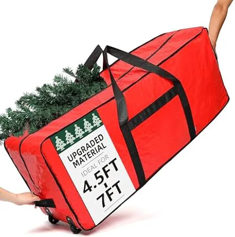 HOMEST Christmas Tree Storage Bag with Handles, Red